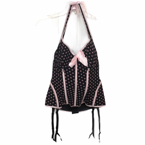 Coquette Polka Dot Halterneck Corset Lingerie - Picture 3 of 10